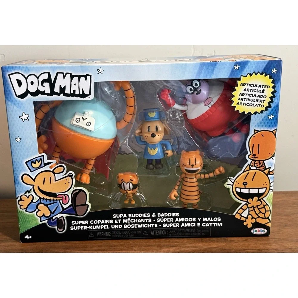 Dog Man 2.5 Inch Scale Supa Buddies and Baddies Multipack Action Figures, Par...